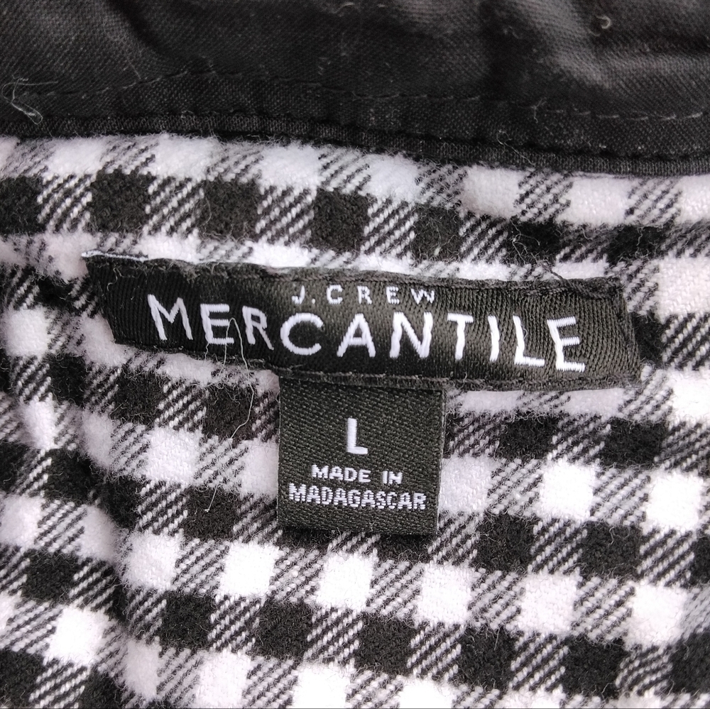 J. Crew Black & White Gingham 1/2 Zip 100% Cotton Shacket Pockets Size Large - Picture 9 of 10